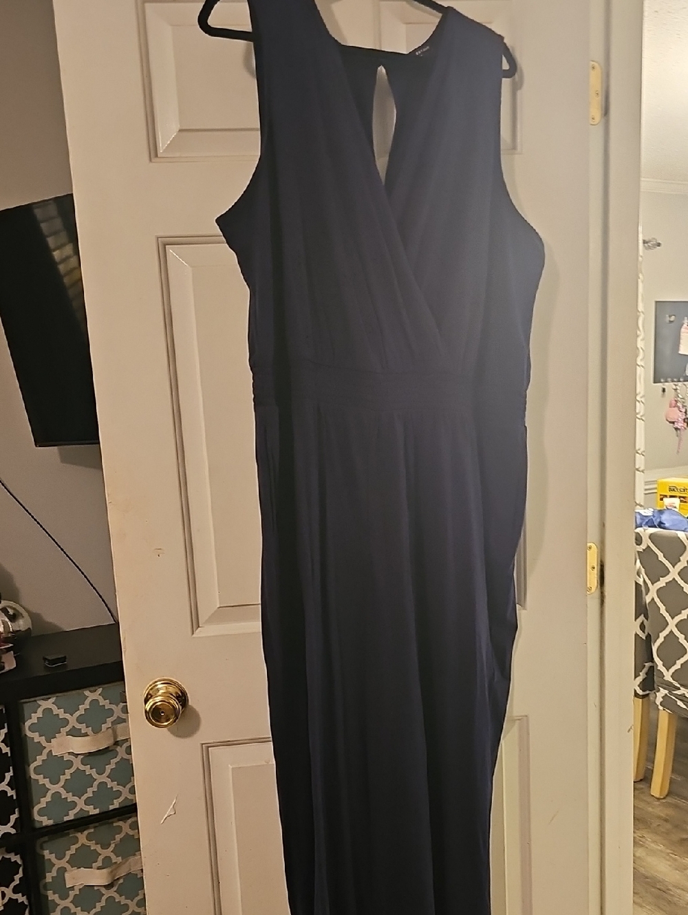 Lane Bryant Navy Sleeveless Jumpsuit with V-Style Bodice